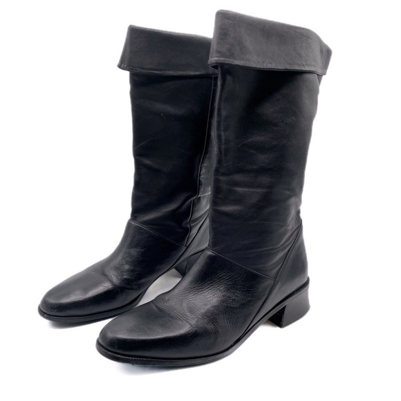 Rare Partners Black Leather vintage boots size 8.5 Tara - Picture 2 of 16